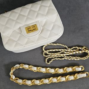 Cute White Quilted Cross Body Bag